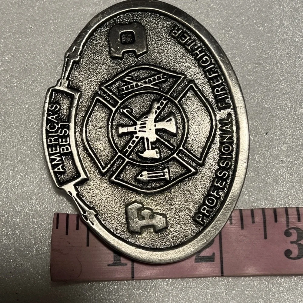 Vintage America's Best Professional Firefighter Belt Buckle Silver Oval EB2234